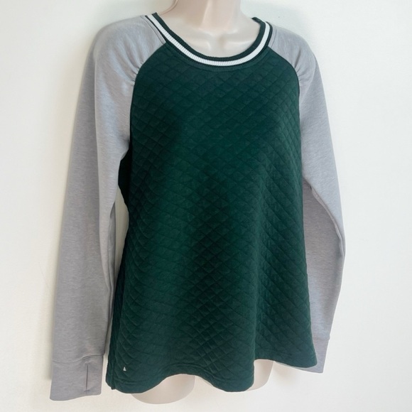 Antigua Quilted Long Sleeve Crew Neck Sweatshirt Gray Green Women’s Large - Picture 3 of 8